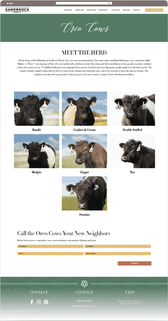 sandbrock oreo cow names